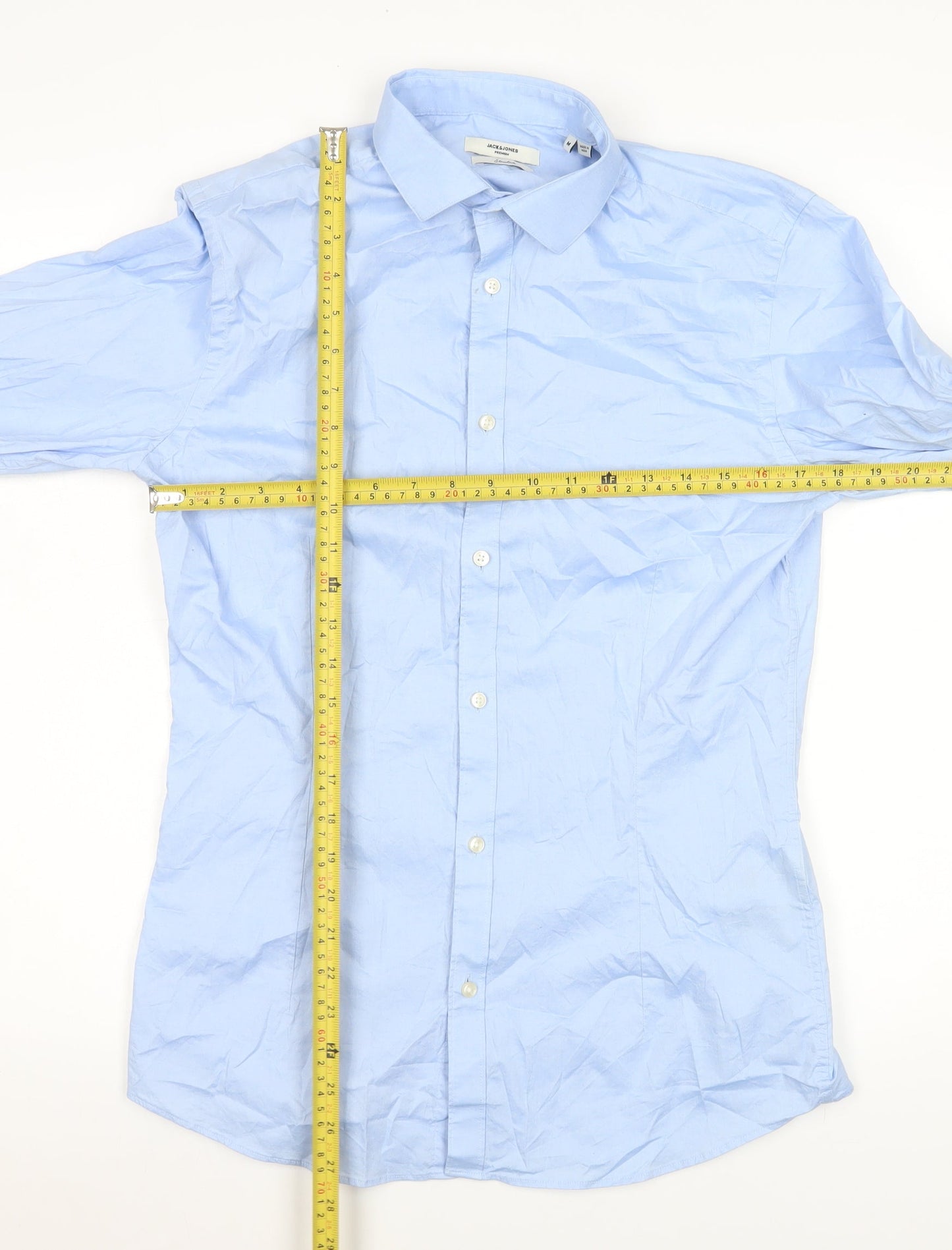 Jack & Jones Men’s Blue Slim Fit Stretch Long Sleeve Dress Shirt Size M