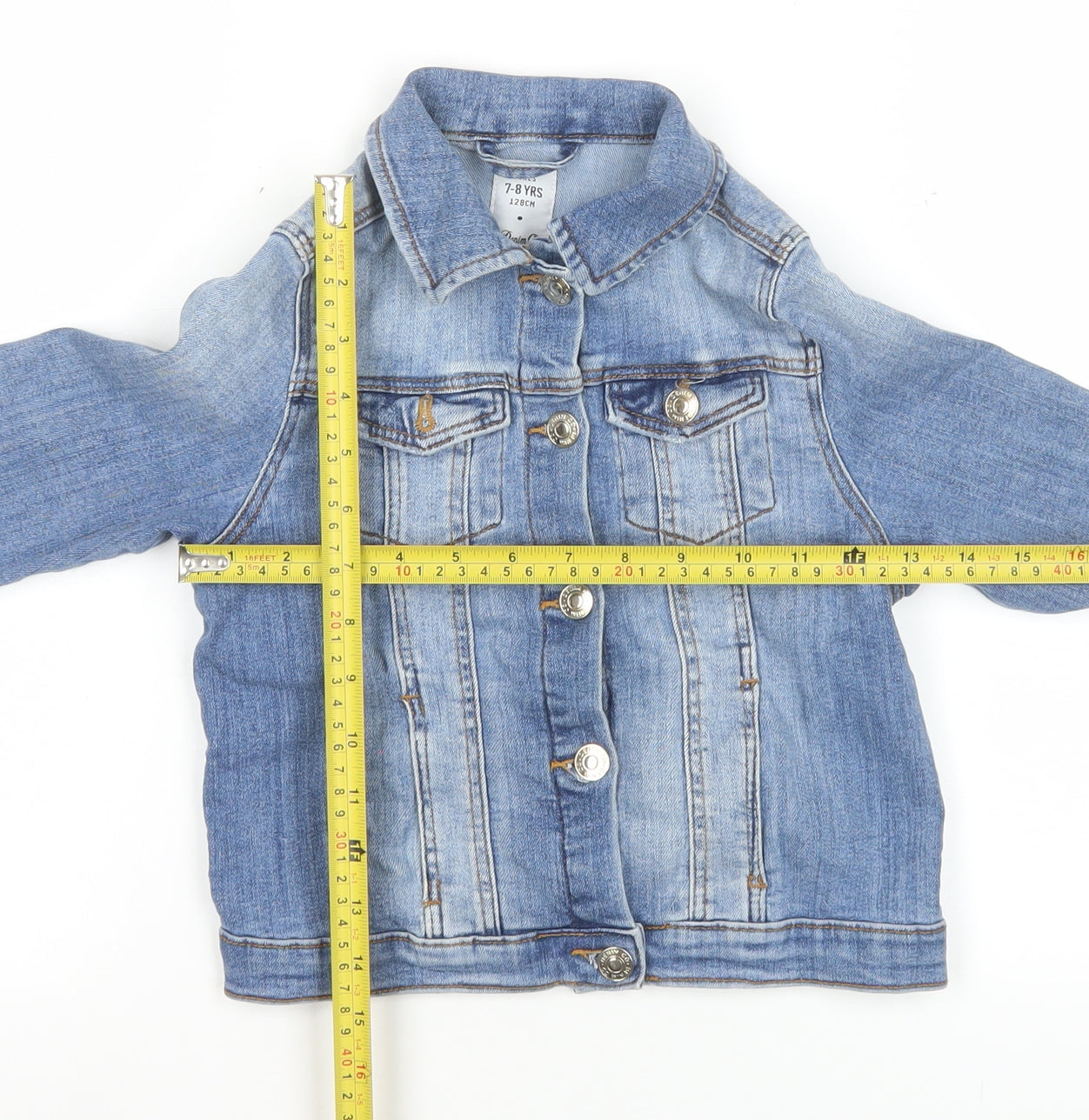 Denim Co Girls Blue Denim Basic Jacket 7-8 Years Collared Long Sleeve