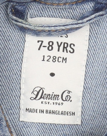 Denim Co Girls Blue Denim Basic Jacket 7-8 Years Collared Long Sleeve