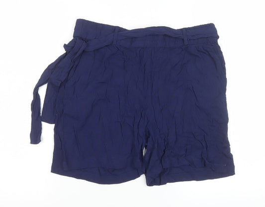 Natura Women's Blue High Rise Paperbag Shorts Size L