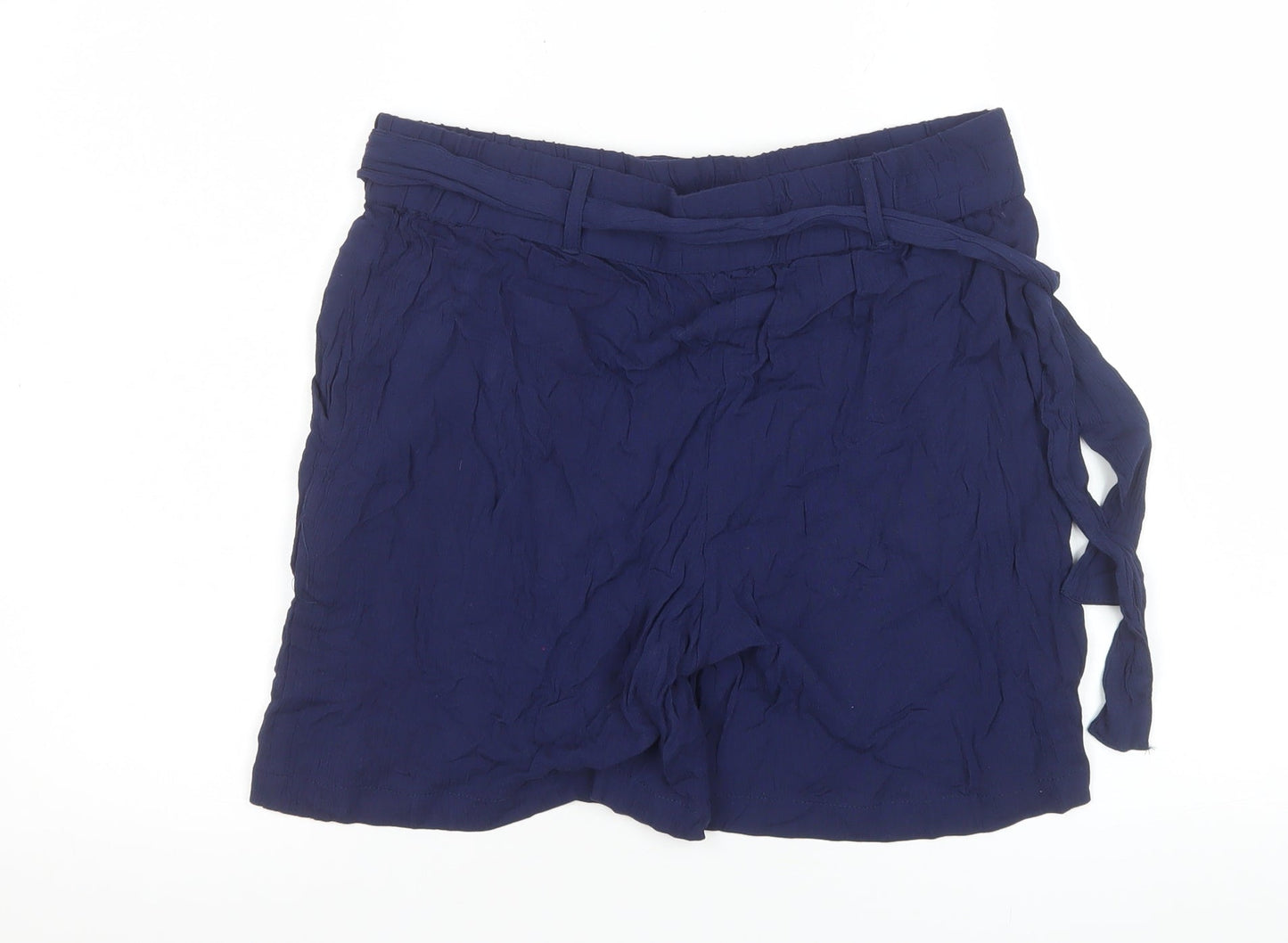 Natura Women's Blue High Rise Paperbag Shorts Size L