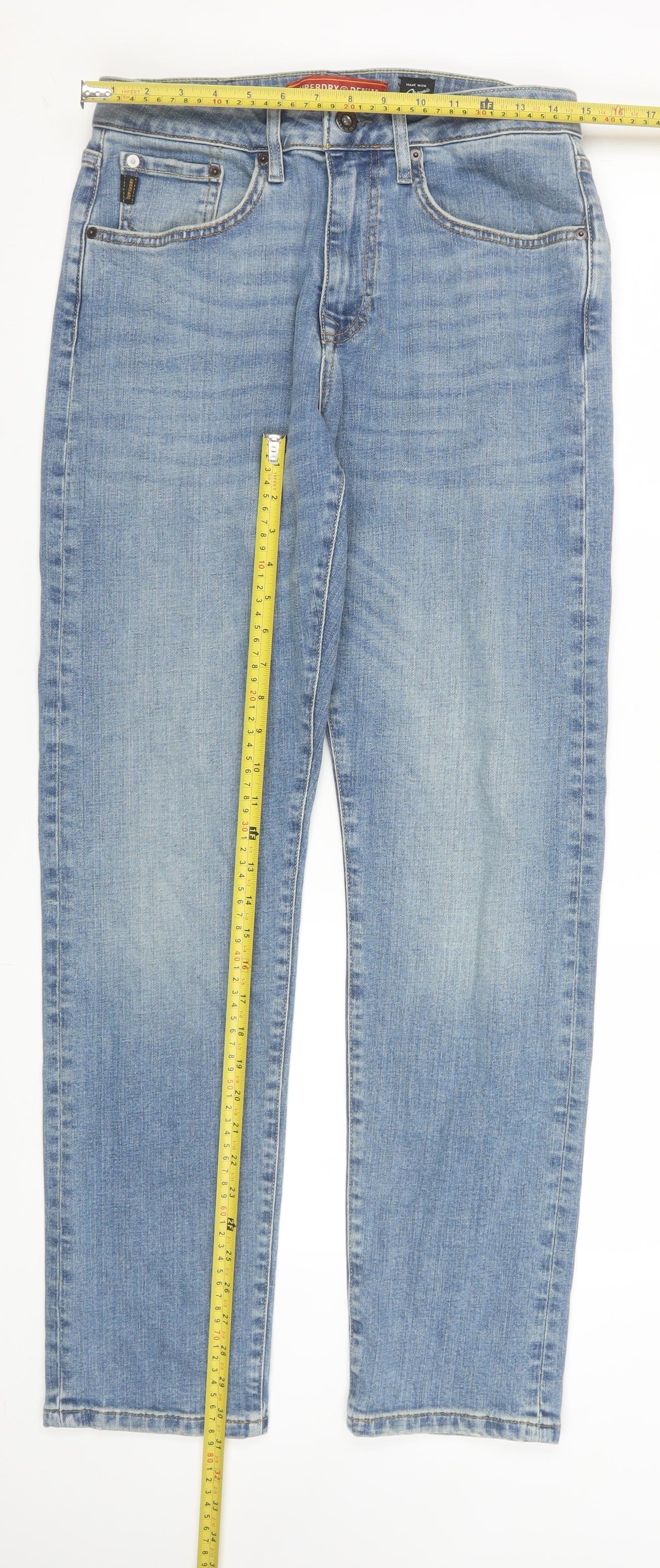 Superdry Men's Blue Straight Denim Jeans Size 31x32 Regular Fit