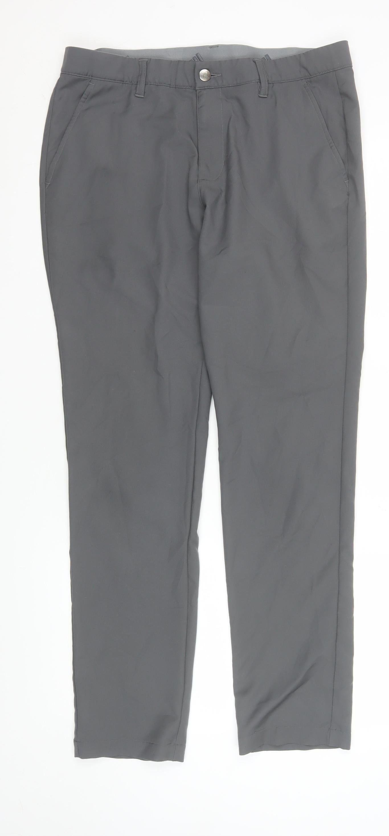 Adidas Mens Grey Chino Slim Fit Stretch Trousers 32x32