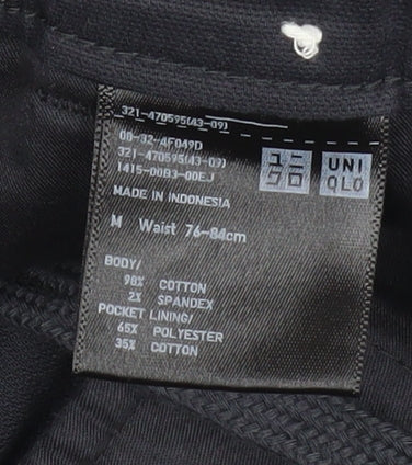 UNIQLO Men's Black Cargo Trousers M Regular Fit Stretch Waist