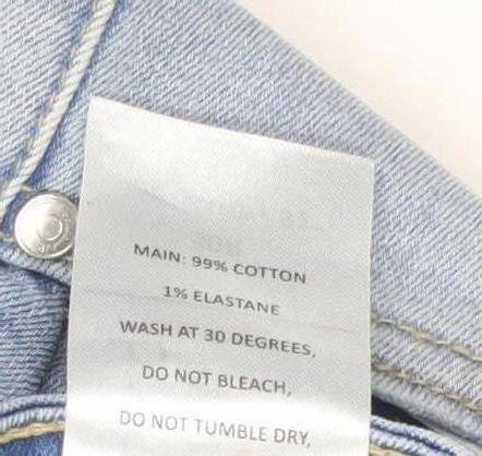 boohooMAN Men’s Blue Distressed Skinny Jeans 30W 32L Light Wash Art Print