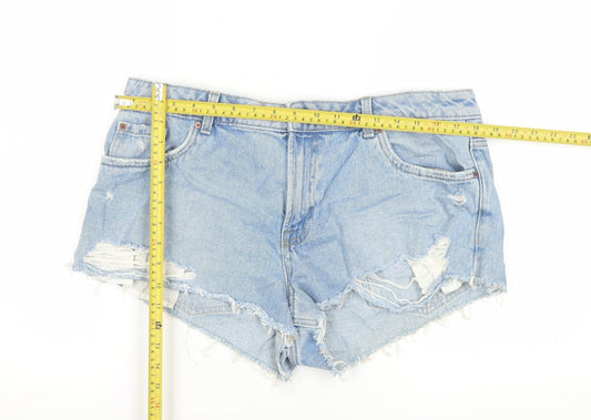 New Look Women’s Blue Denim Cut-Off Shorts Size 16 Distressed