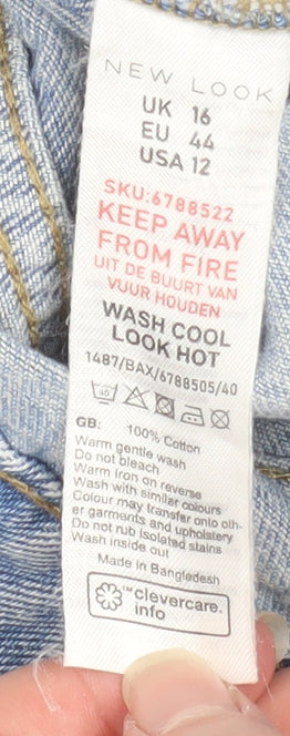 New Look Women’s Blue Denim Cut-Off Shorts Size 16 Distressed