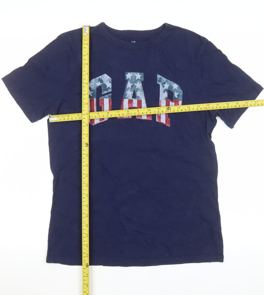 GAP Boys Blue American Flag Logo T-Shirt Size XL Short Sleeve Cotton