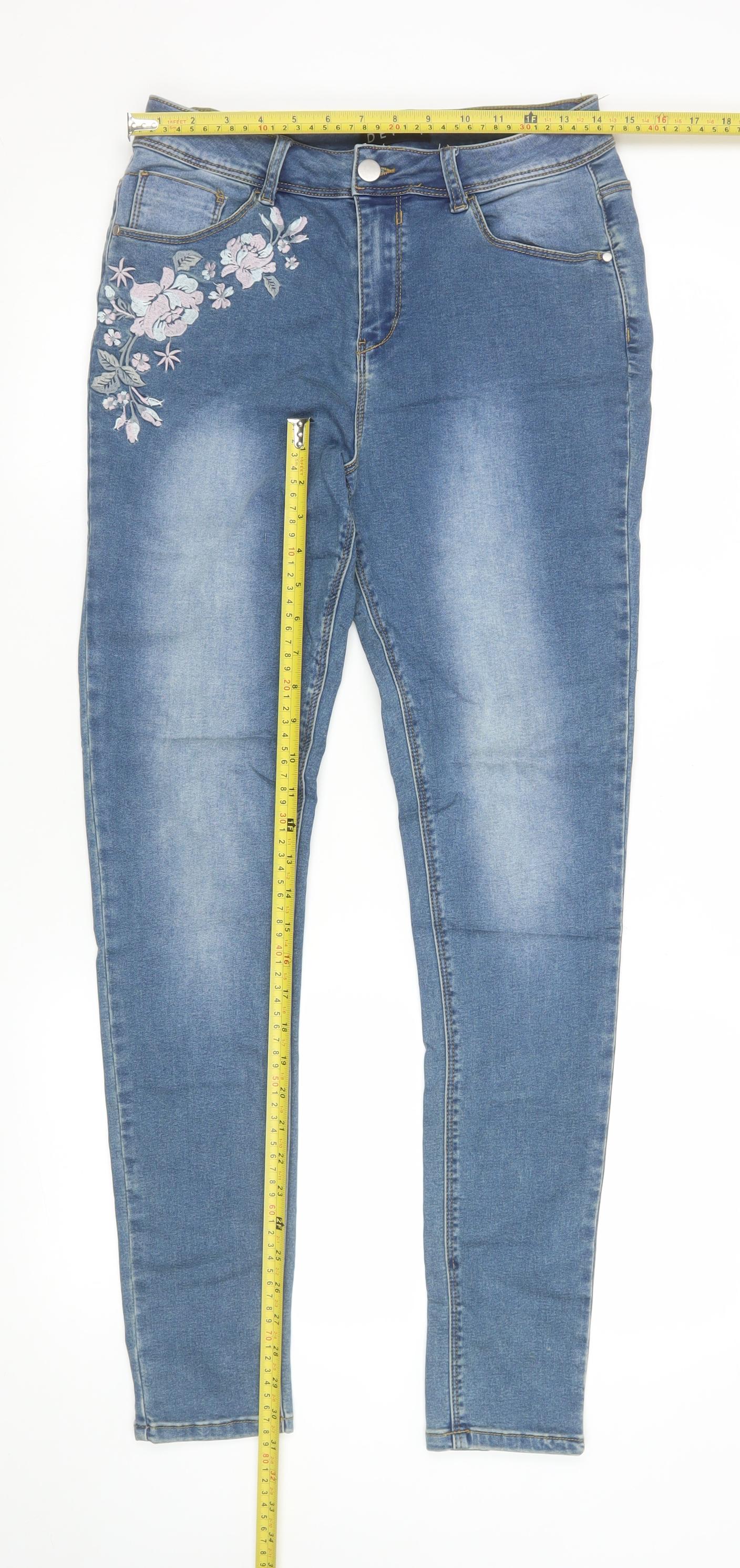 Peacocks Women’s Blue Embroidered Skinny Jeans Size 12