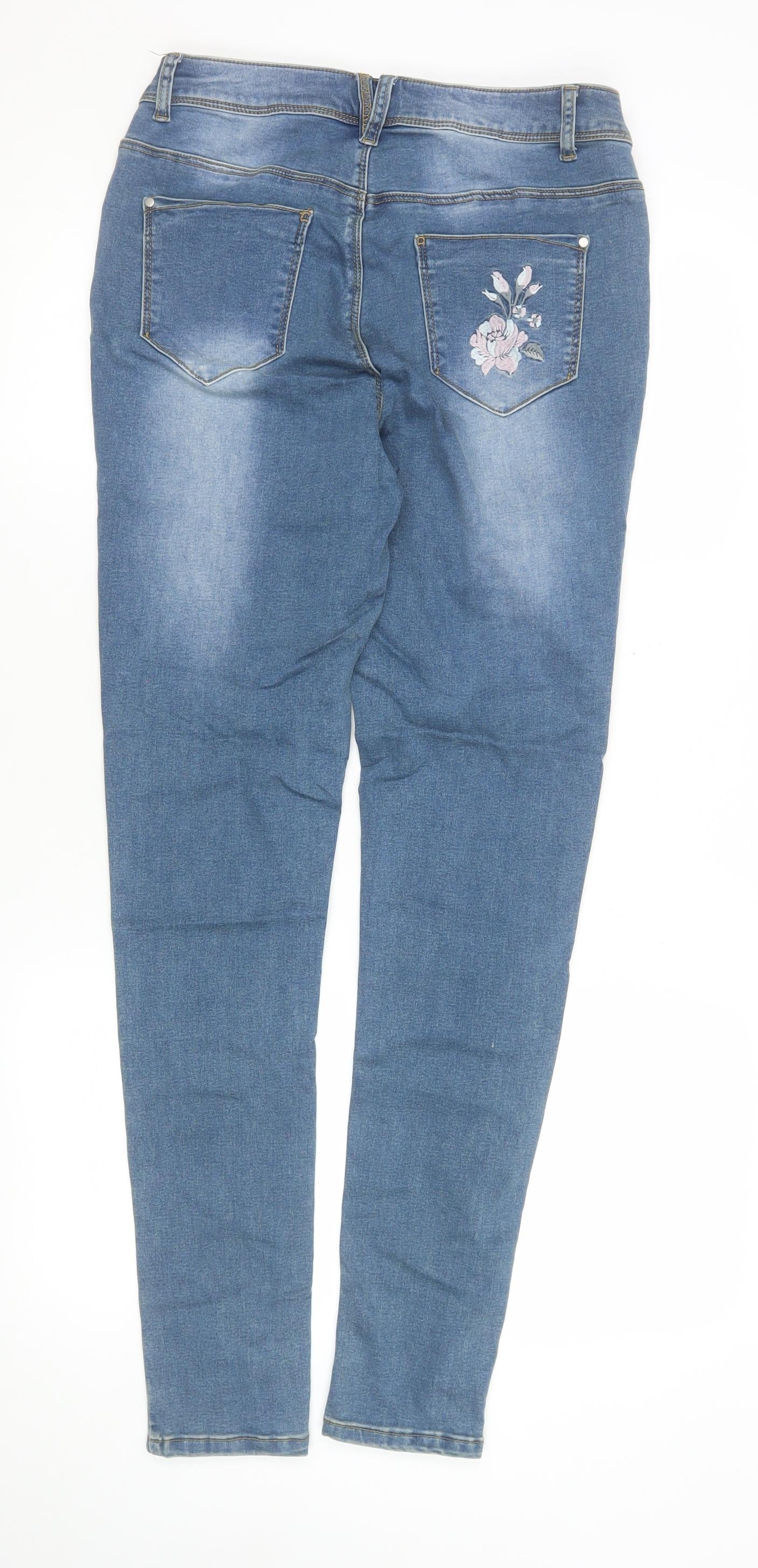 Peacocks Women’s Blue Embroidered Skinny Jeans Size 12