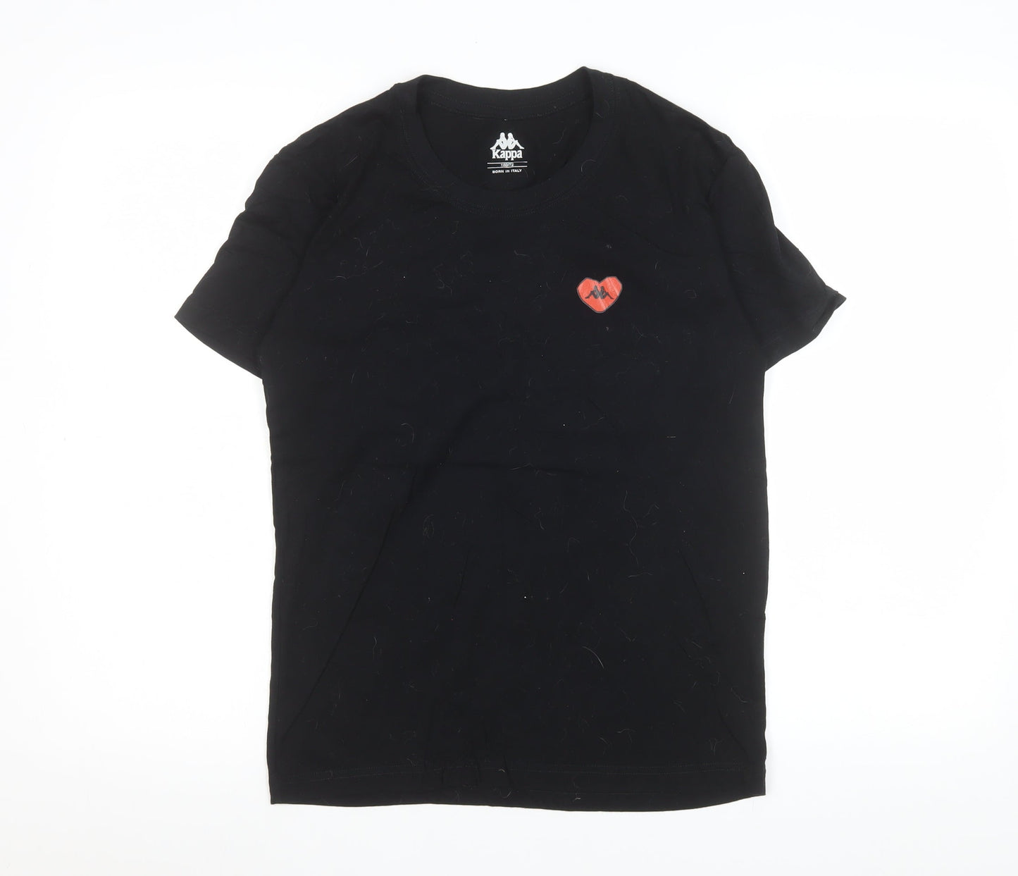 Kappa Womens Black XS Cotton Heart Logo Short Sleeve T-Shirt