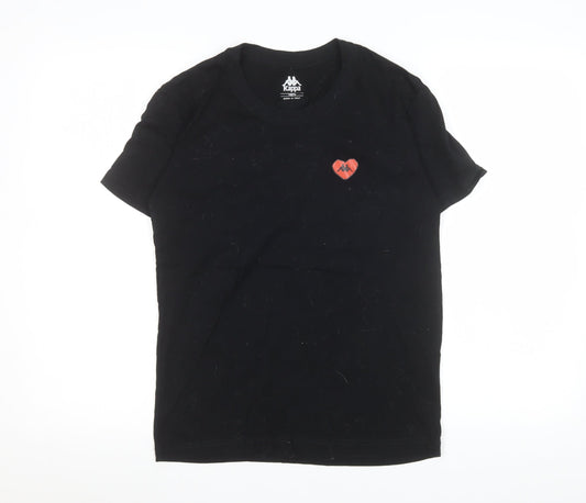 Kappa Womens Black XS Cotton Heart Logo Short Sleeve T-Shirt