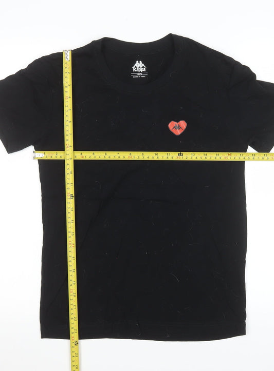 Kappa Womens Black XS Cotton Heart Logo Short Sleeve T-Shirt