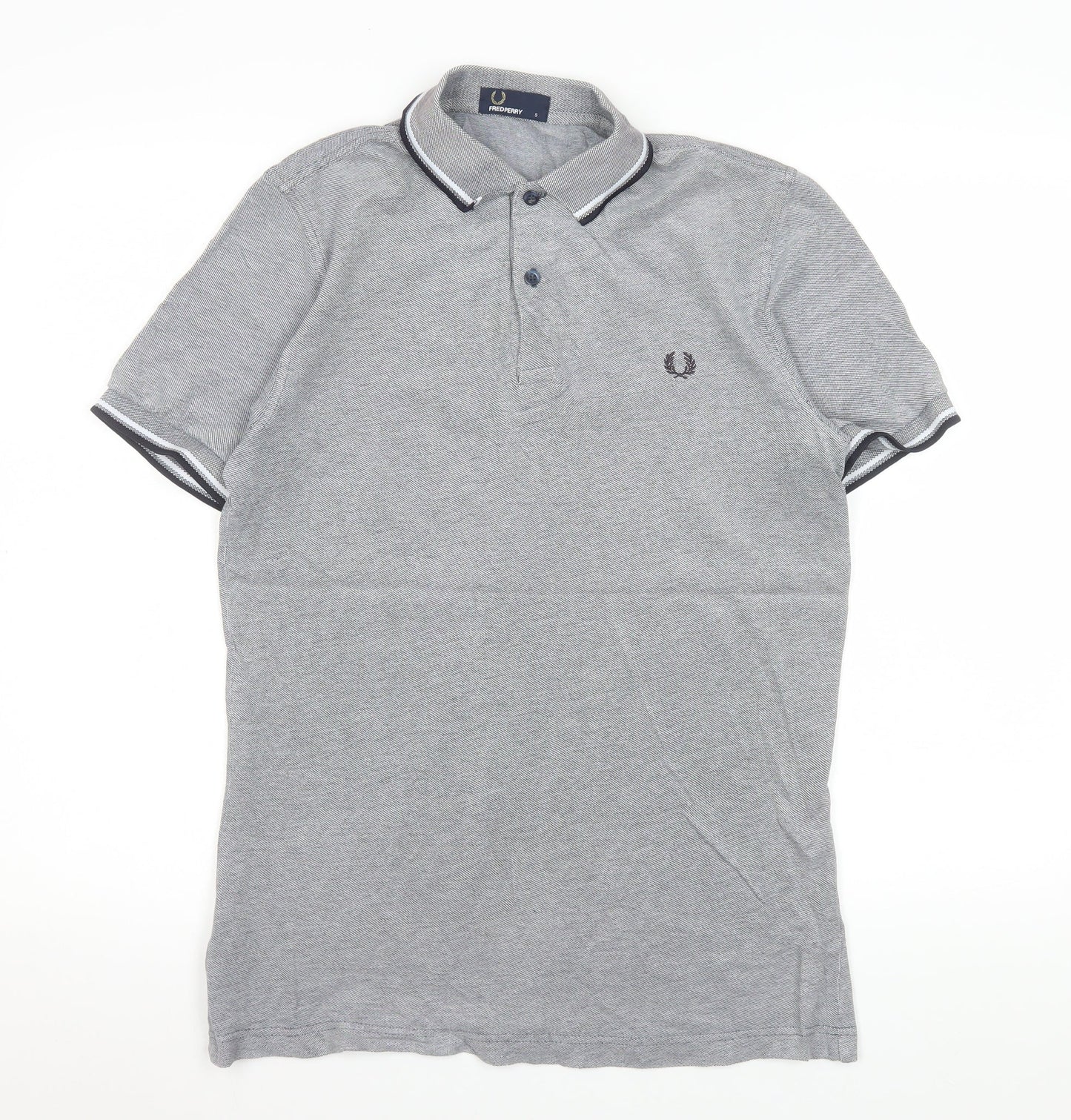 Fred Perry Men's Grey Cotton Polo Shirt Size S Short Sleeve
