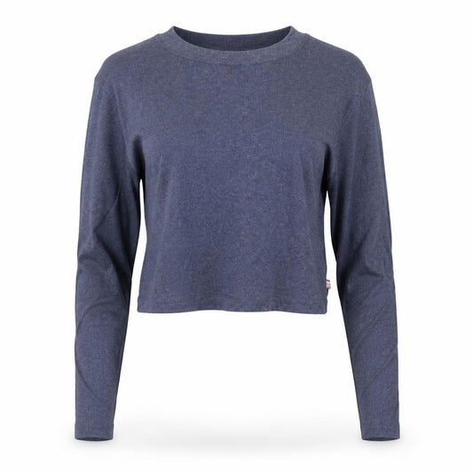 Superdry Women's Blue Cotton Cropped Long Sleeve T-Shirt UK 12
