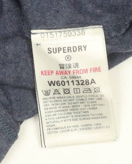 Superdry Women's Blue Cotton Cropped Long Sleeve T-Shirt UK 12