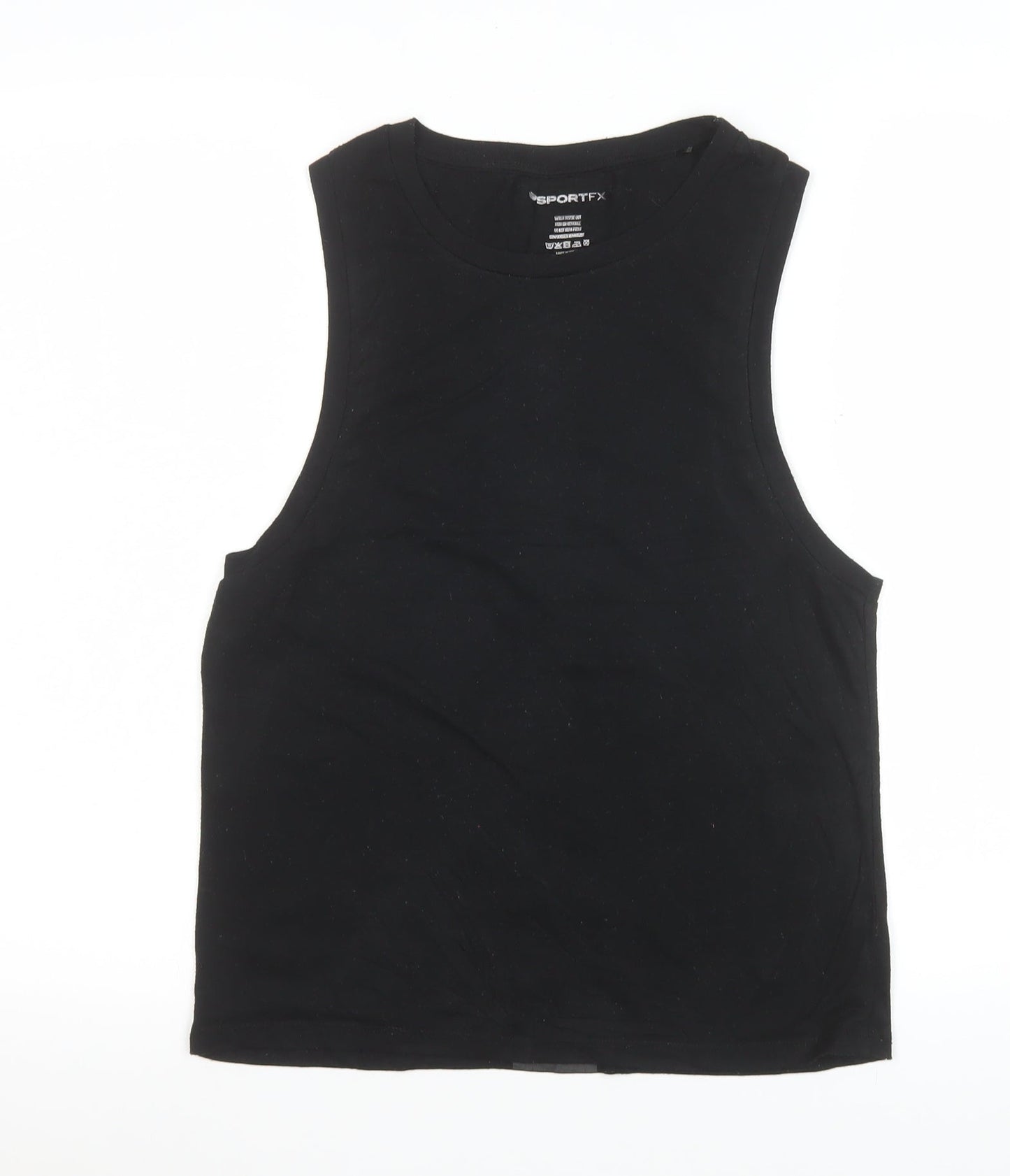 SPORTFX Womens Black Size 8 Sleeveless Cropped Tank Top Activewear