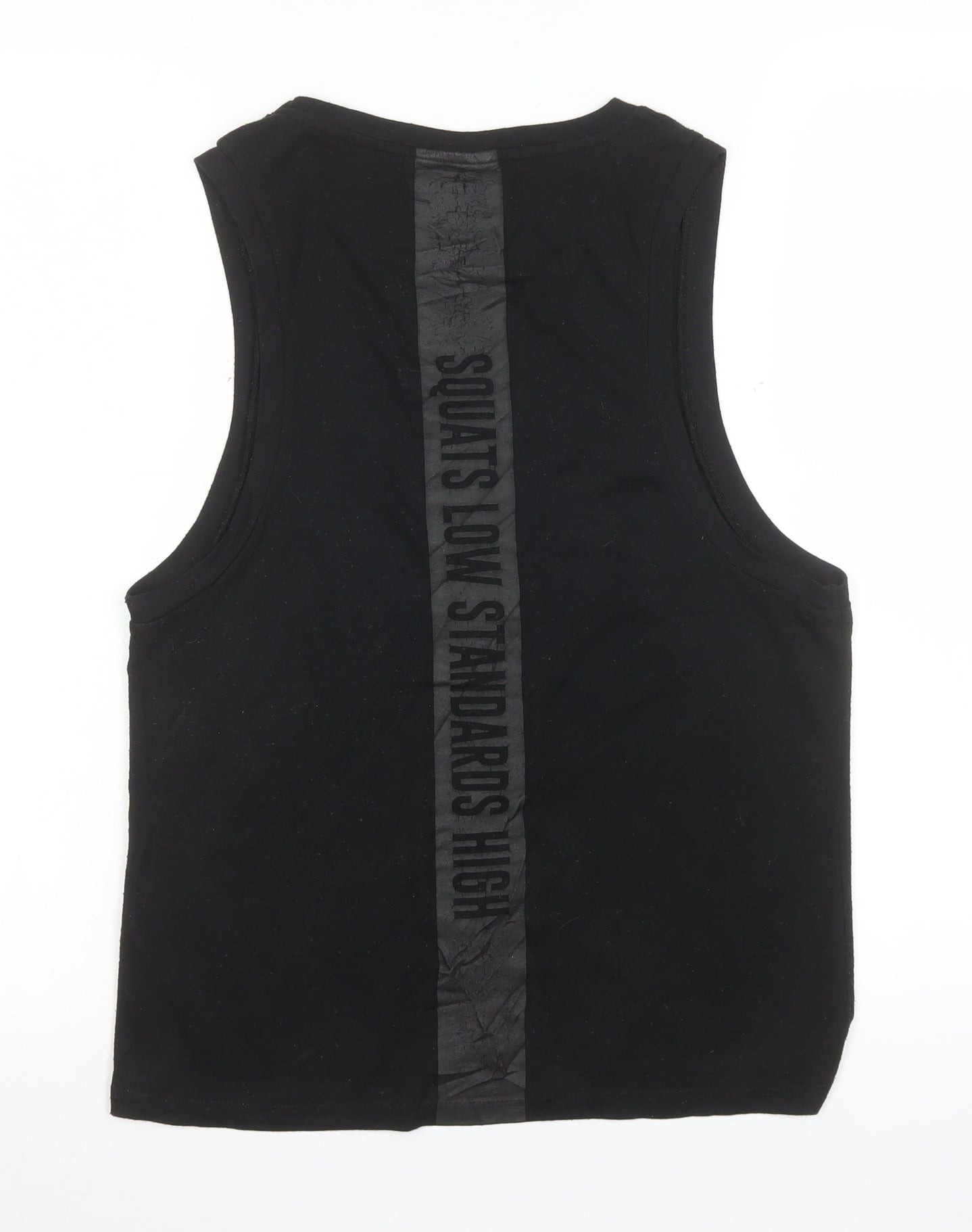 SPORTFX Womens Black Size 8 Sleeveless Cropped Tank Top Activewear