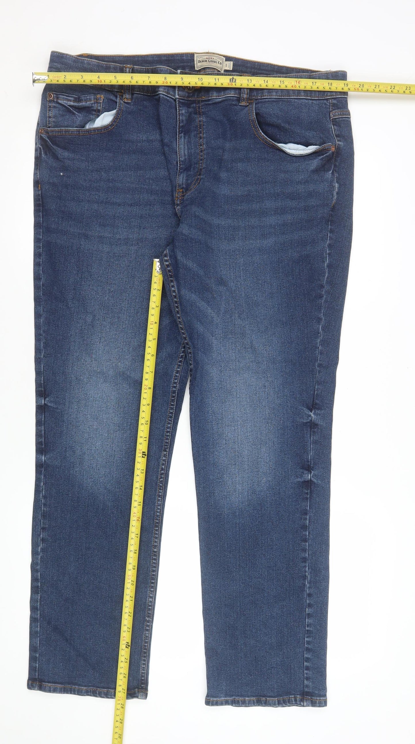 Next Men’s Blue Straight Leg Jeans 38W 31L Denim Comfort Stretch Fit