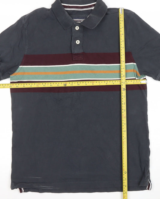 FatFace Men's Blue Striped Organic Cotton Polo Shirt Size L