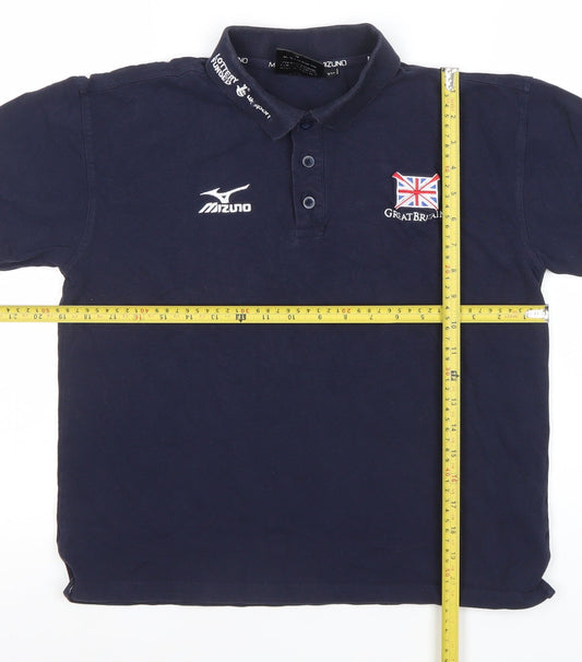 Mizuno Boys Blue Great Britain Polo Shirt 12 Years Sports Style