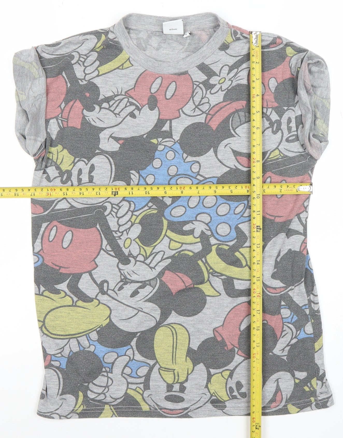Disney Women’s Grey Mickey & Minnie Mouse Graphic T-Shirt Size S