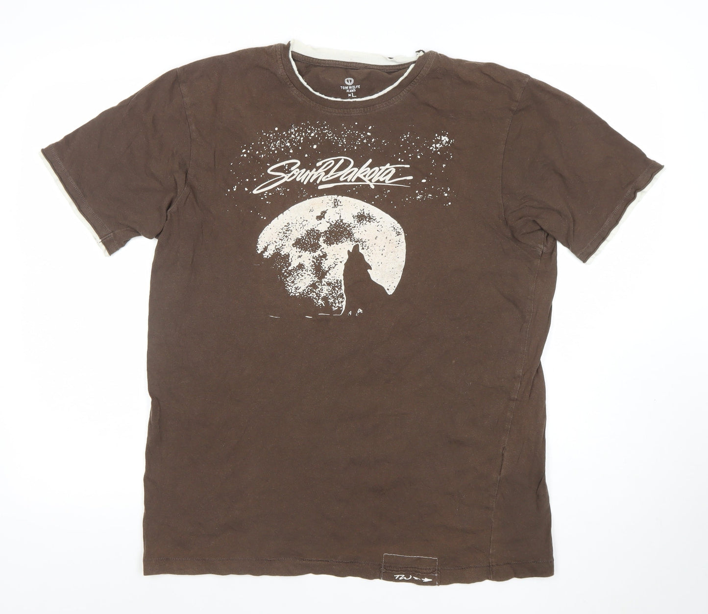 Tom Wolfe Jeans Men's Brown XL Graphic Cotton T-Shirt