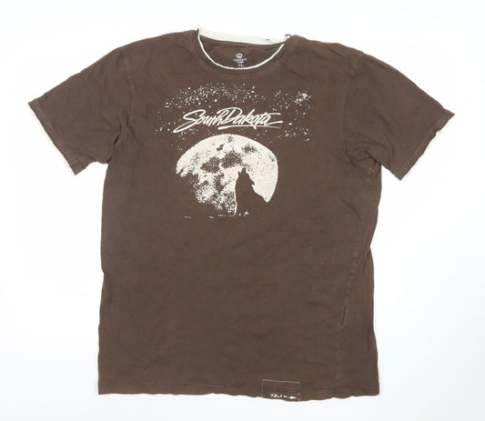 Tom Wolfe Jeans Men's Brown XL Graphic Cotton T-Shirt