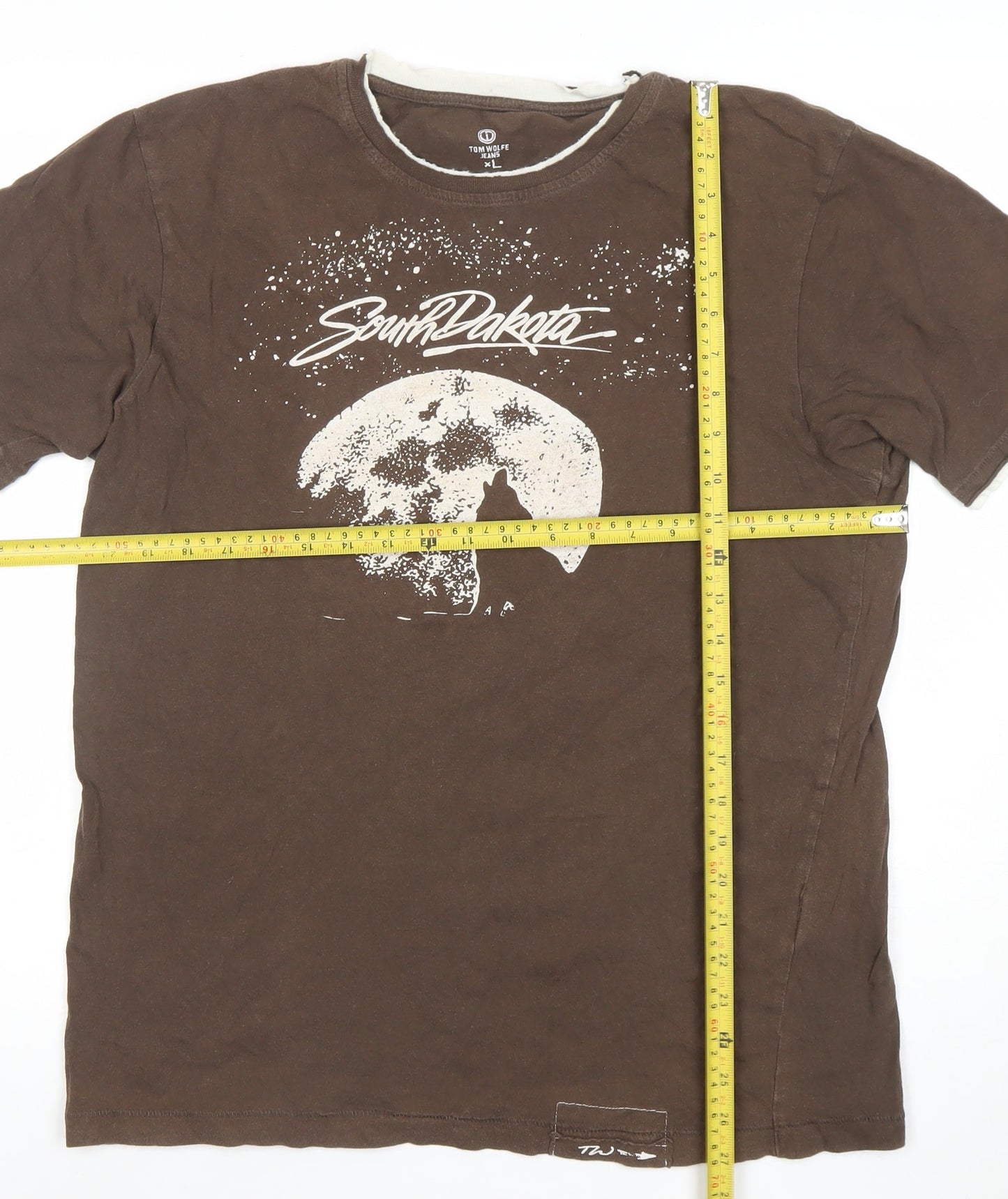 Tom Wolfe Jeans Men's Brown XL Graphic Cotton T-Shirt
