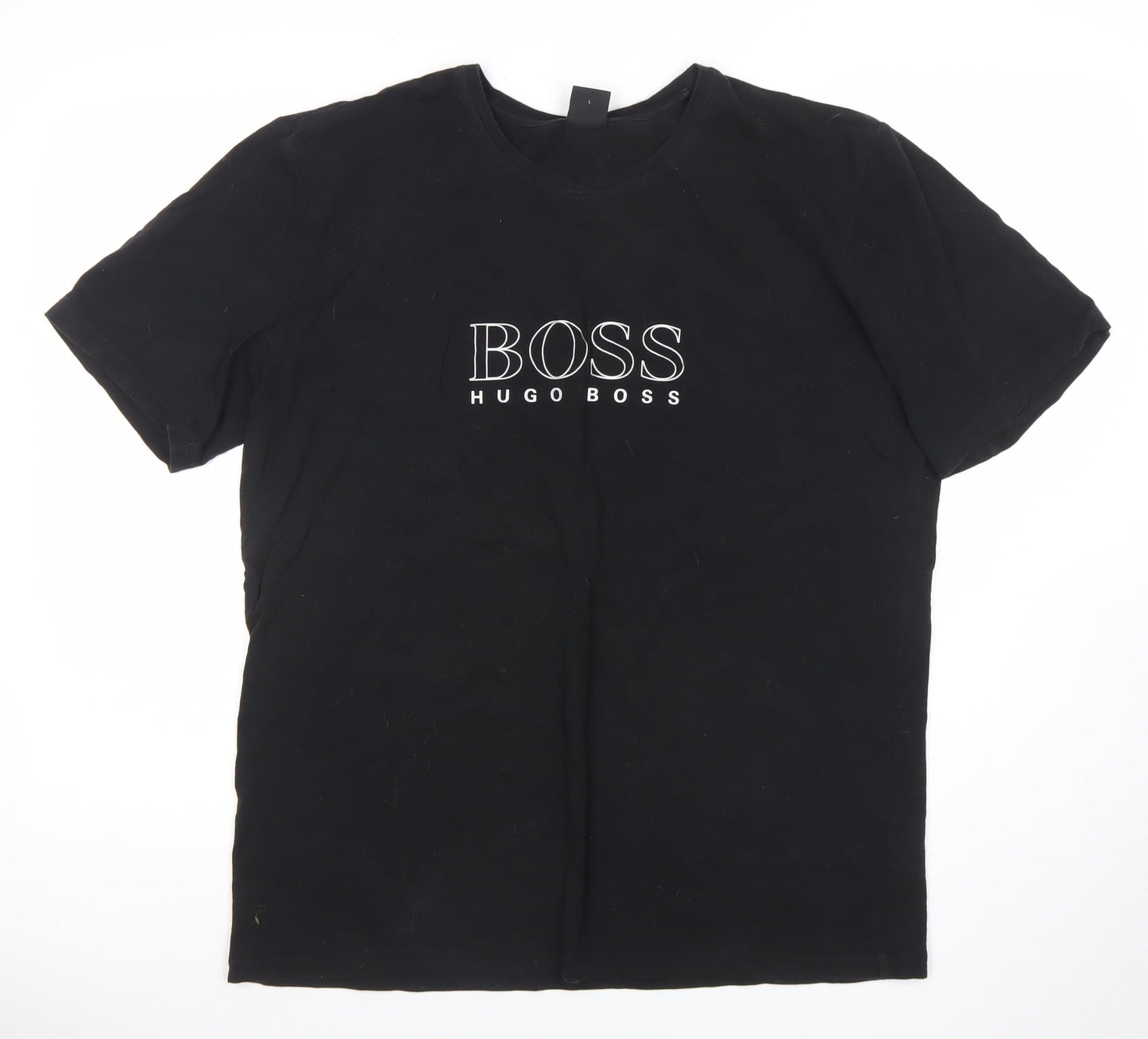 Hugo Boss Men's Black Logo Crew Neck T-Shirt Size L Cotton Jersey