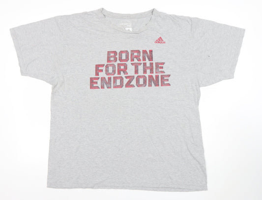 Adidas Men's Grey XL Graphic Sports T-Shirt Crew Neck Short Sleeve