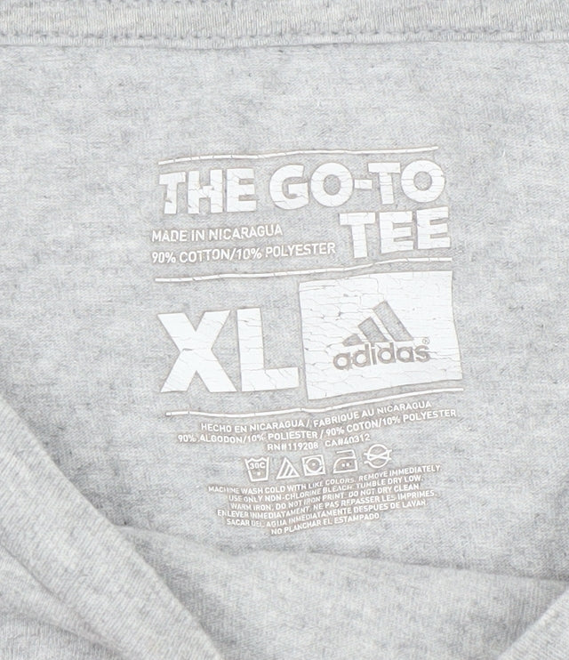 Adidas Men's Grey XL Graphic Sports T-Shirt Crew Neck Short Sleeve