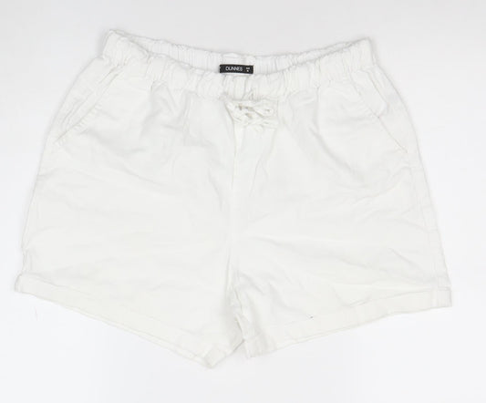 Dunnes Women’s White Linen Cotton Chino Shorts Size M