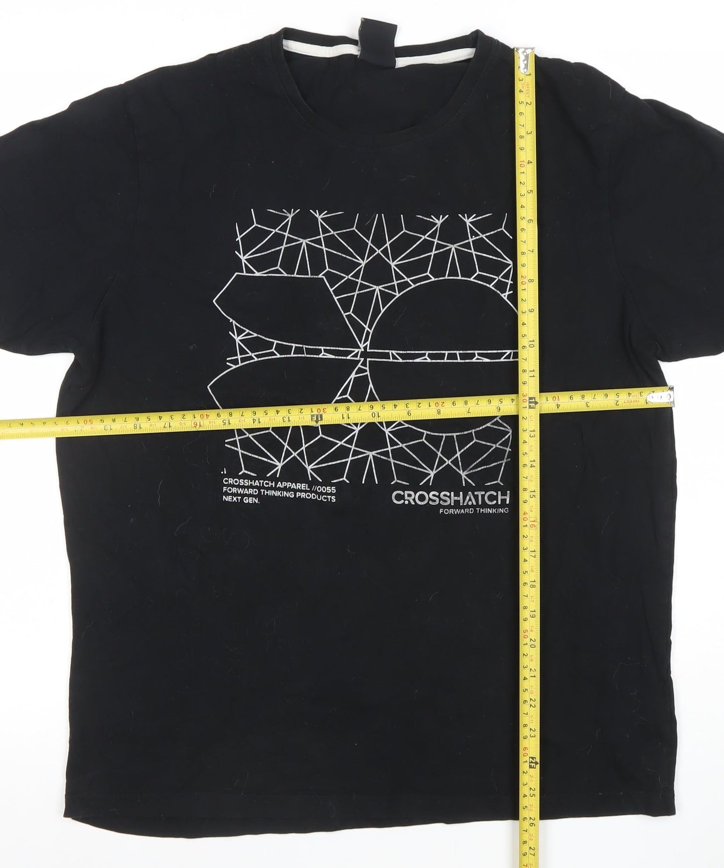 Crosshatch Mens Black Graphic Print Crew Neck T-Shirt L