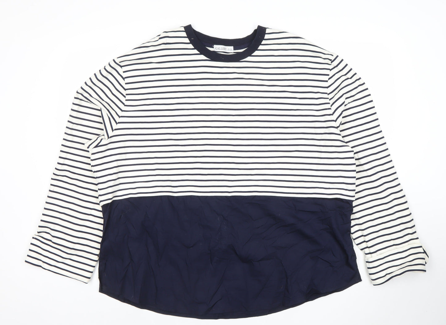 Gallery Women’s Blue Striped Long Sleeve Cotton Modal Nautical T-Shirt XL