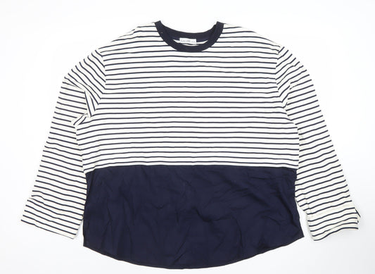 Gallery Women’s Blue Striped Long Sleeve Cotton Modal Nautical T-Shirt XL