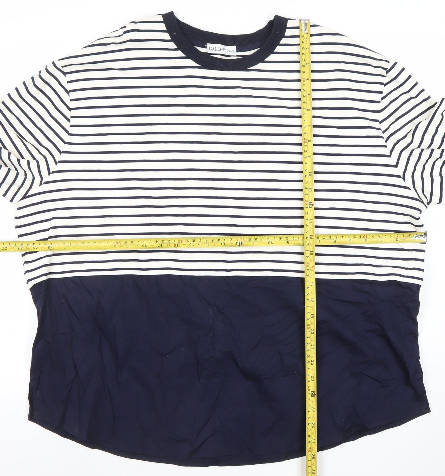 Gallery Women’s Blue Striped Long Sleeve Cotton Modal Nautical T-Shirt XL