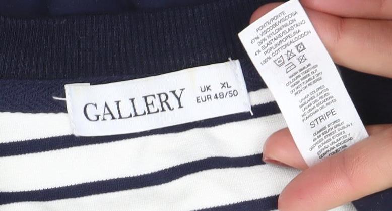 Gallery Women’s Blue Striped Long Sleeve Cotton Modal Nautical T-Shirt XL