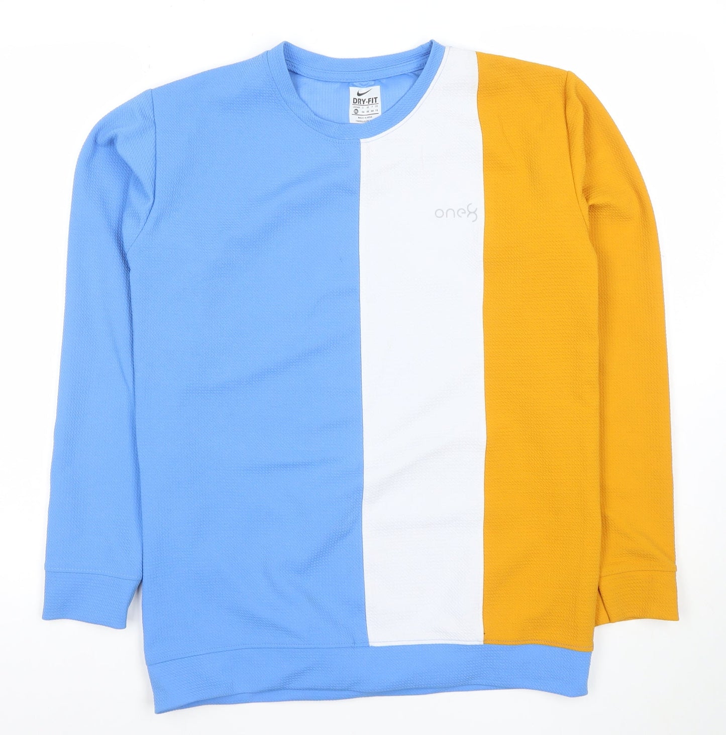 Nike Men's Blue White Yellow Dri-Fit Pullover Sweatshirt 2XL