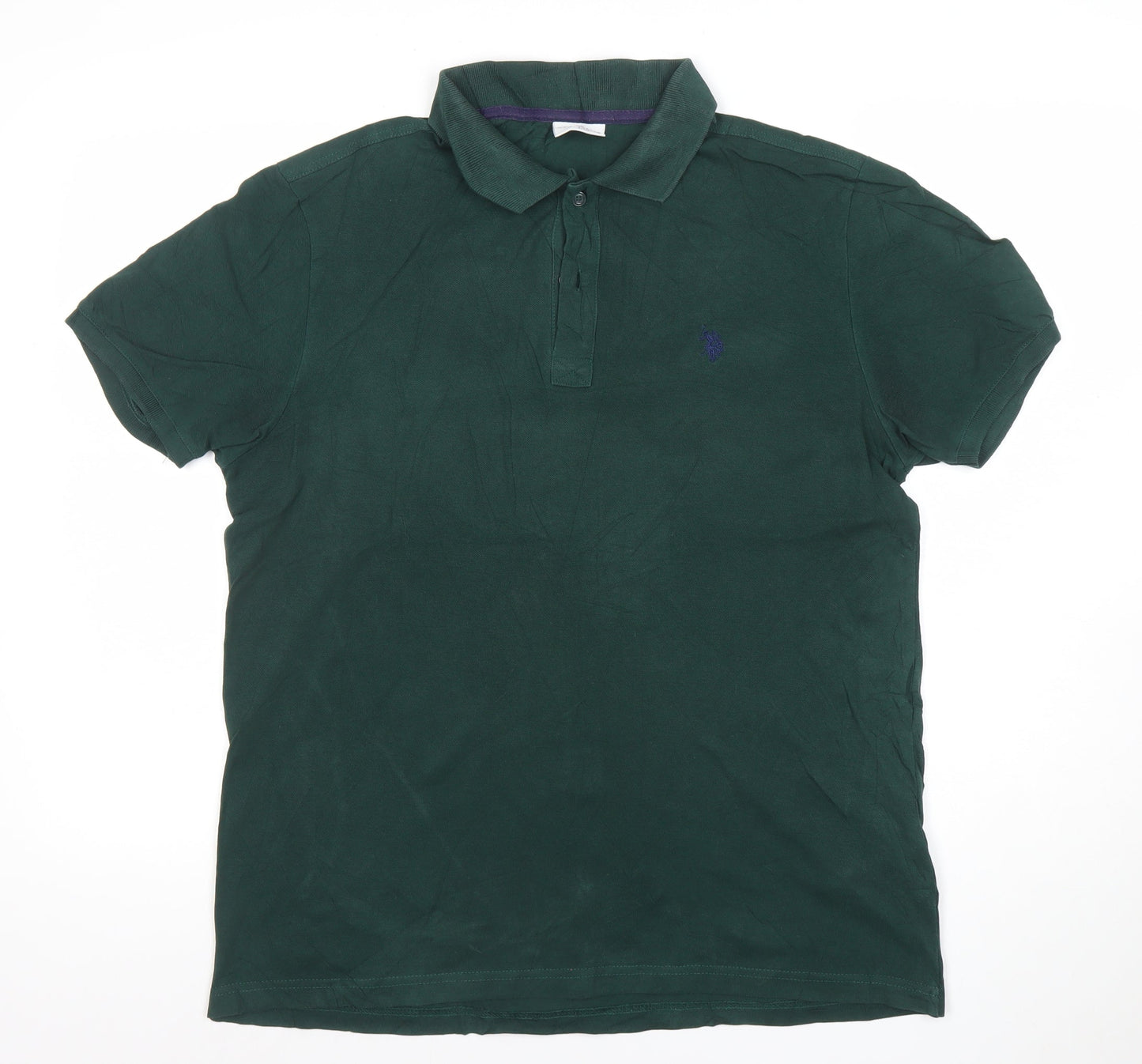 U.S. Polo Assn. Men's Green Cotton Polo Shirt Size L Short Sleeve