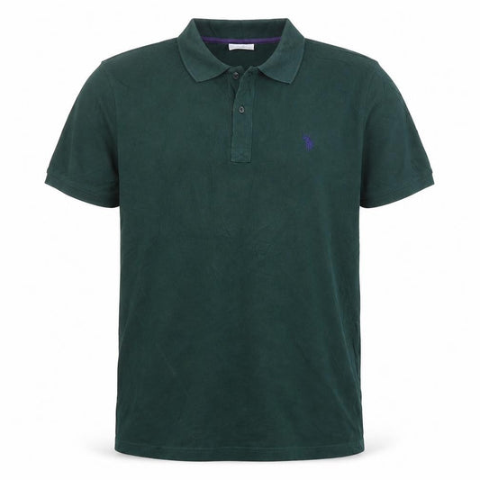 U.S. Polo Assn. Men's Green Cotton Polo Shirt Size L Short Sleeve
