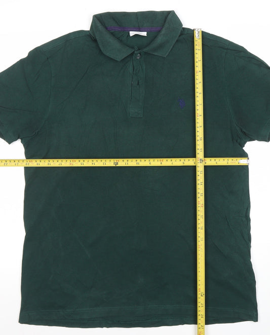 U.S. Polo Assn. Men's Green Cotton Polo Shirt Size L Short Sleeve