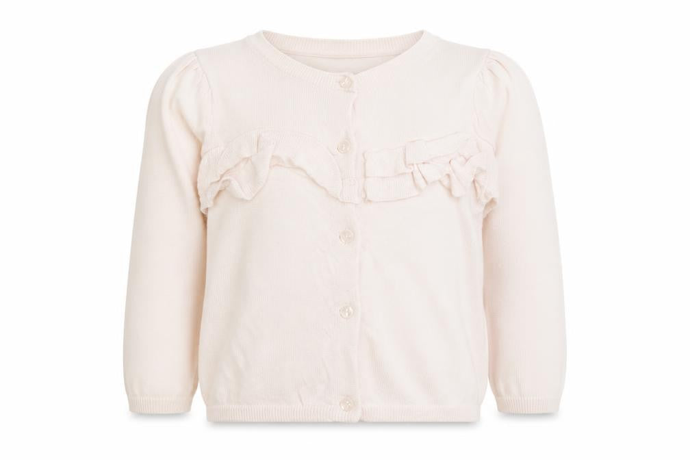 The Little White Company Girls Pink Cardigan 3-4 Years Merino Wool Cotton Bow Detail