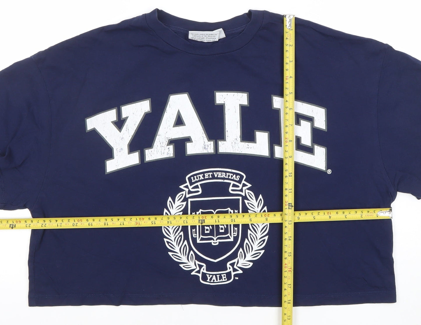 Yale University Women's Blue Cropped T-Shirt XL Relaxed Fit