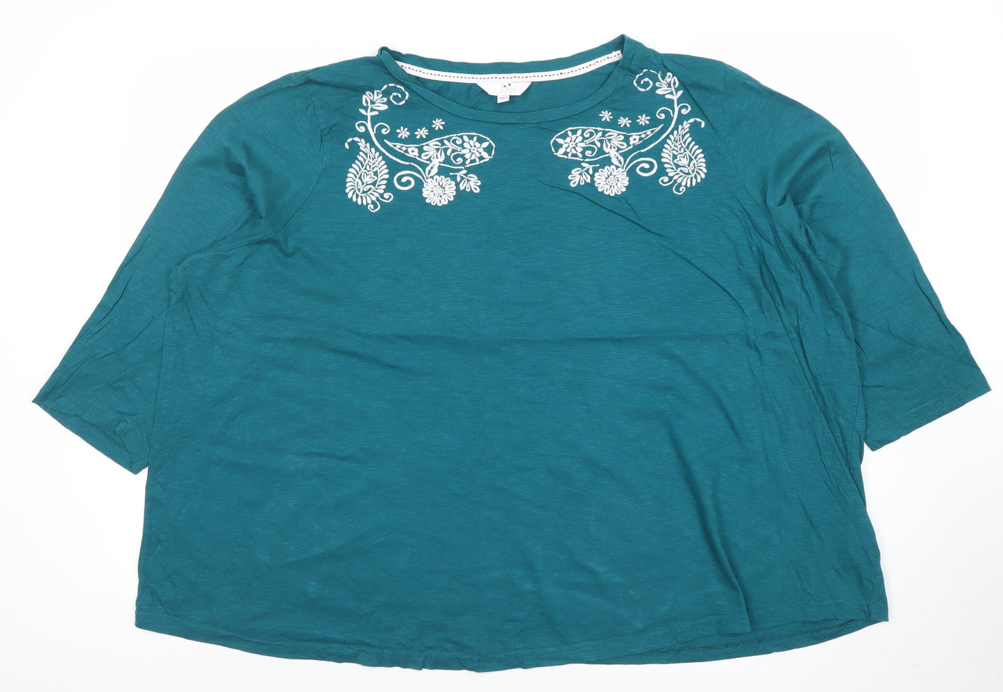 Julipa Women’s Green Embroidered Cotton Tunic Blouse Size 28