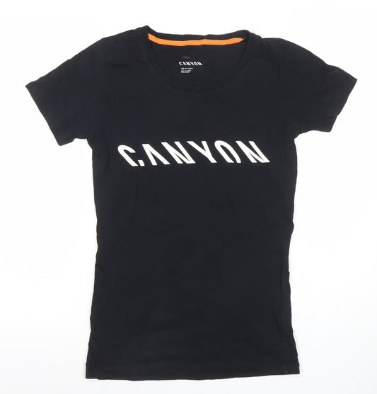 Canyon Womens Black Cotton Cycling T-Shirt XS Short Sleeve