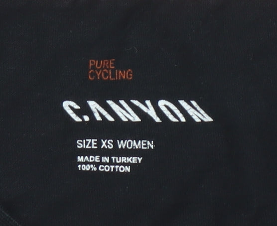 Canyon Womens Black Cotton Cycling T-Shirt XS Short Sleeve