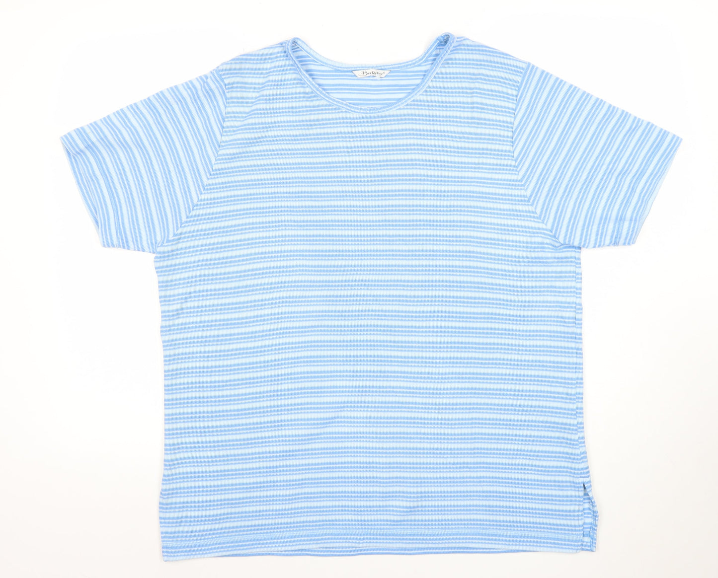 Berkertex Women Blue Striped Short Sleeve Jersey T-Shirt Size 16