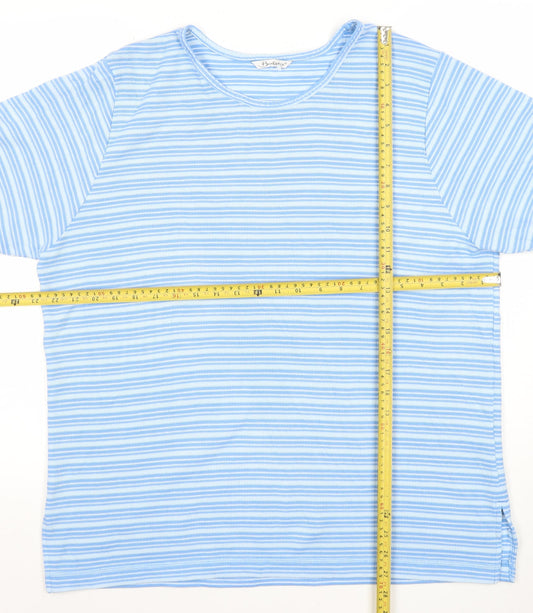 Berkertex Women Blue Striped Short Sleeve Jersey T-Shirt Size 16