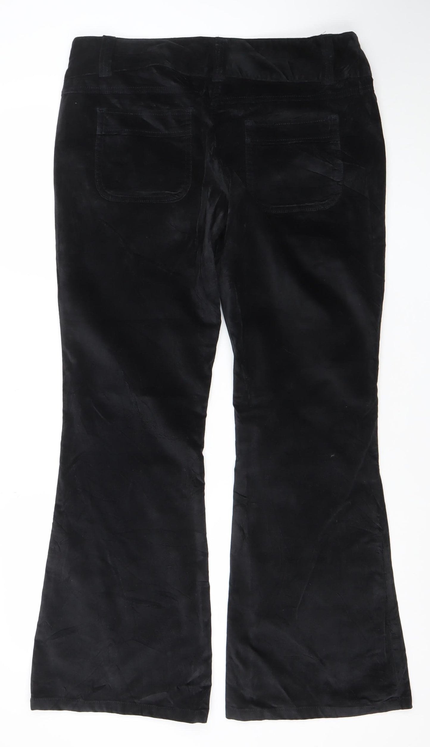 Bourne Women's Black Cotton Blend Flared Trousers Size 14